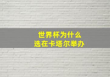 世界杯为什么选在卡塔尔举办