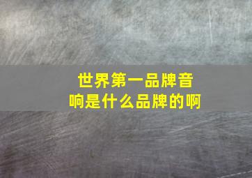 世界第一品牌音响是什么品牌的啊