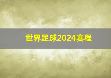 世界足球2024赛程