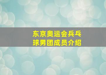 东京奥运会兵乓球男团成员介绍