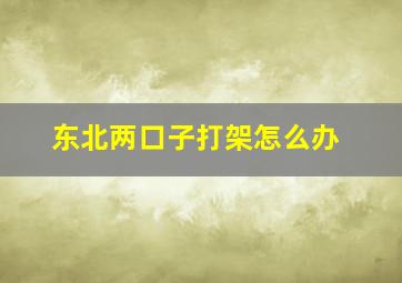 东北两口子打架怎么办