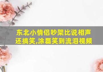 东北小情侣吵架比说相声还搞笑,涂磊笑到流泪视频