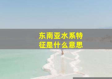 东南亚水系特征是什么意思