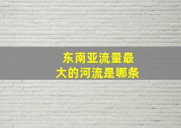 东南亚流量最大的河流是哪条