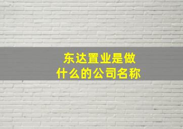 东达置业是做什么的公司名称