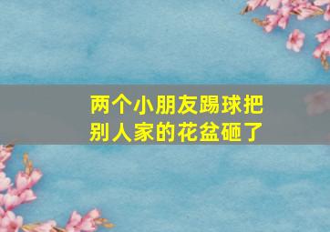 两个小朋友踢球把别人家的花盆砸了