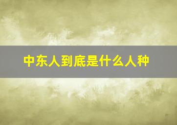 中东人到底是什么人种