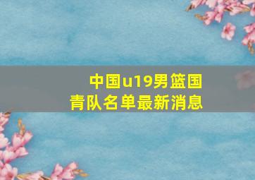 中国u19男篮国青队名单最新消息