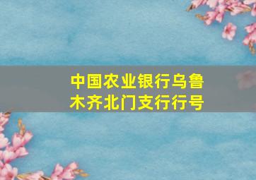 中国农业银行乌鲁木齐北门支行行号