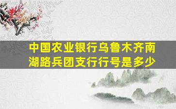 中国农业银行乌鲁木齐南湖路兵团支行行号是多少