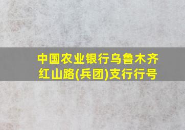 中国农业银行乌鲁木齐红山路(兵团)支行行号