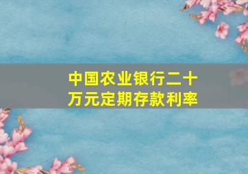 中国农业银行二十万元定期存款利率