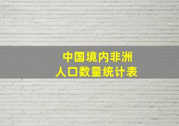 中国境内非洲人口数量统计表