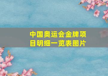 中国奥运会金牌项目明细一览表图片