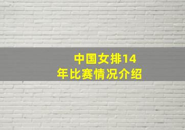 中国女排14年比赛情况介绍