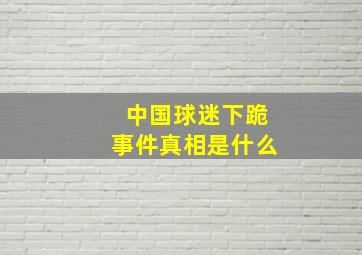 中国球迷下跪事件真相是什么