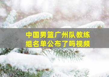 中国男篮广州队教练组名单公布了吗视频