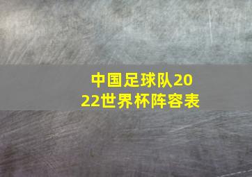 中国足球队2022世界杯阵容表