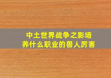 中土世界战争之影培养什么职业的兽人厉害