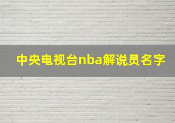 中央电视台nba解说员名字