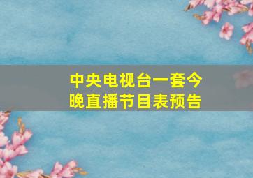 中央电视台一套今晚直播节目表预告