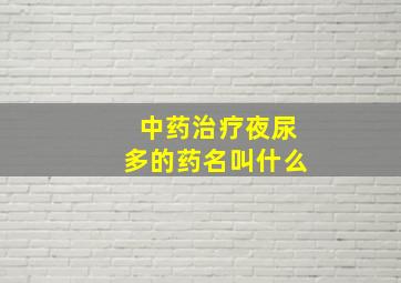 中药治疗夜尿多的药名叫什么