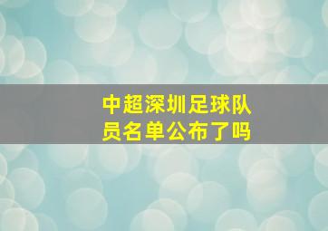 中超深圳足球队员名单公布了吗