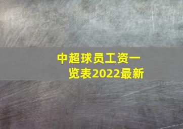 中超球员工资一览表2022最新