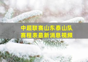 中超联赛山东泰山队赛程表最新消息视频