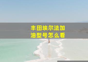 丰田埃尔法加油型号怎么看