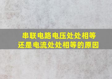 串联电路电压处处相等还是电流处处相等的原因