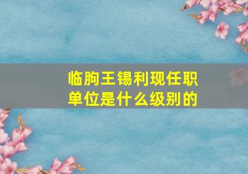 临朐王锡利现任职单位是什么级别的