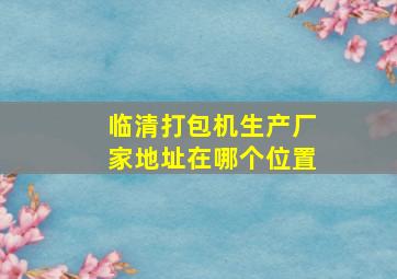 临清打包机生产厂家地址在哪个位置