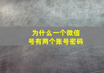 为什么一个微信号有两个账号密码