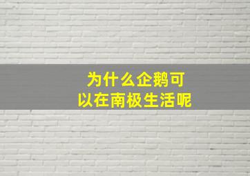 为什么企鹅可以在南极生活呢