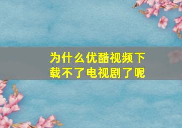 为什么优酷视频下载不了电视剧了呢