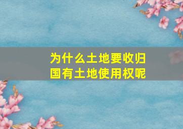 为什么土地要收归国有土地使用权呢