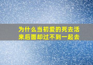 为什么当初爱的死去活来后面却过不到一起去