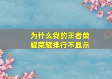 为什么我的王者荣耀荣耀排行不显示