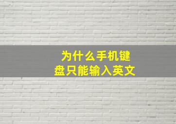 为什么手机键盘只能输入英文