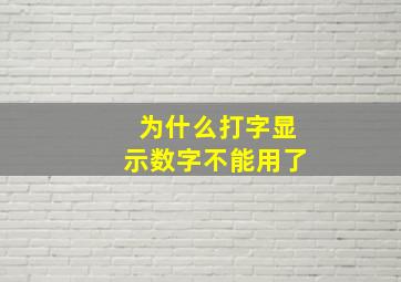 为什么打字显示数字不能用了