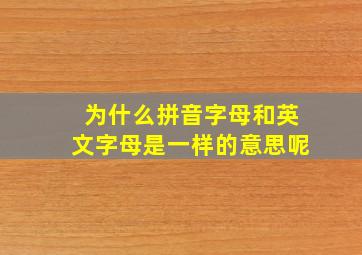 为什么拼音字母和英文字母是一样的意思呢