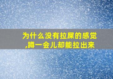 为什么没有拉屎的感觉,蹲一会儿却能拉出来