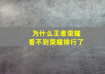 为什么王者荣耀看不到荣耀排行了