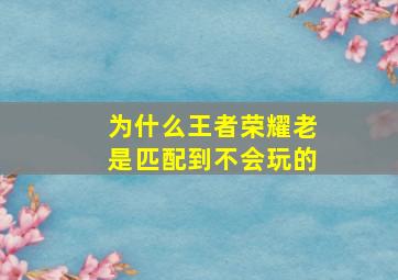 为什么王者荣耀老是匹配到不会玩的