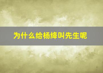 为什么给杨绛叫先生呢