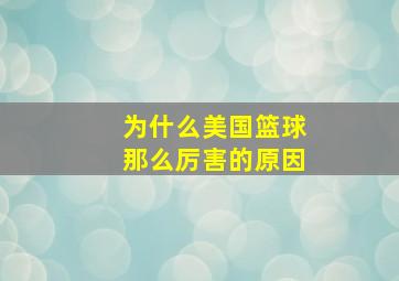 为什么美国篮球那么厉害的原因