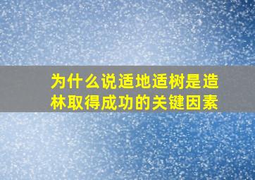 为什么说适地适树是造林取得成功的关键因素