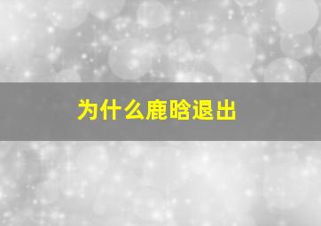 为什么鹿晗退出