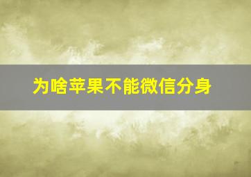 为啥苹果不能微信分身